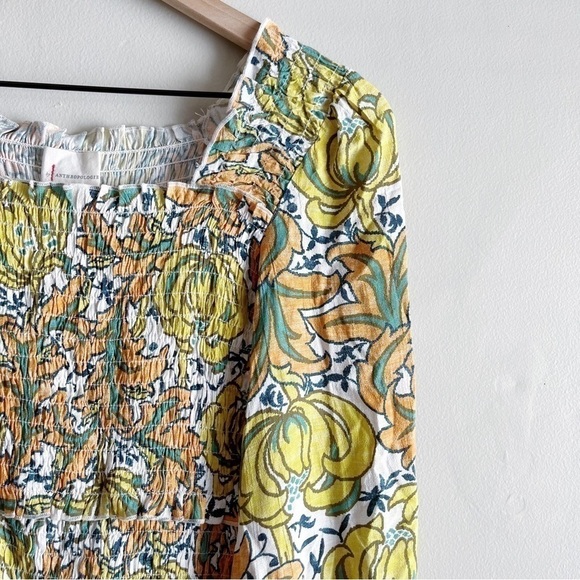 Anthropologie • Rayna Relaxed Smocked‎ Blouse in Yellow & Orange, Size XS - Picture 8 of 14